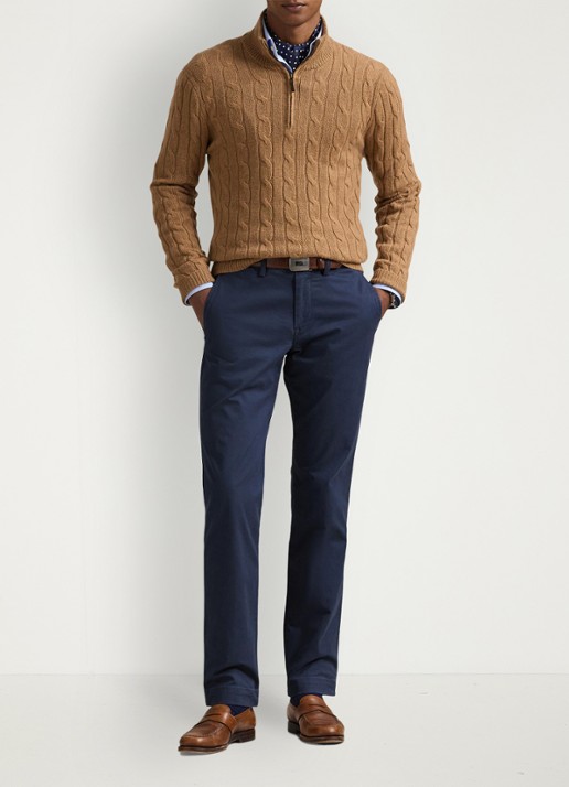 Ralph Lauren Straight fit gewassen chino met stretch - voorkant 6 nautical ink / blauw