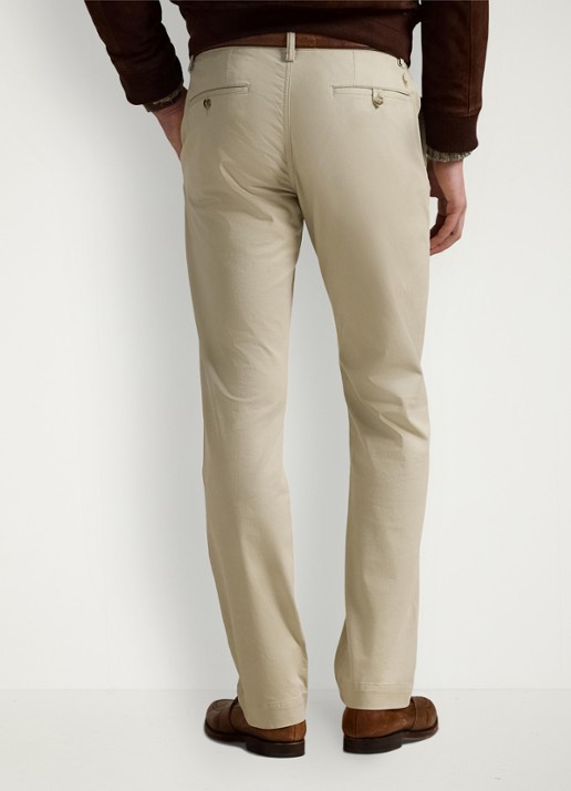 Ralph Lauren Straight fit gewassen chino met stretch - achterkant 5 classic stone / beige