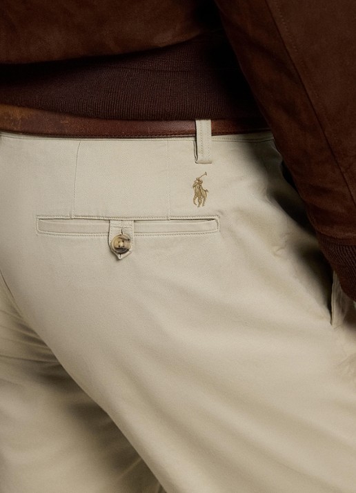 Ralph Lauren Straight fit gewassen chino met stretch - detail 4 classic stone / beige