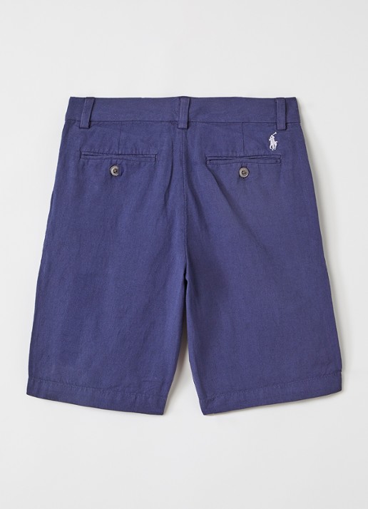 Ralph Lauren Straight fit korte broek in linnenblend - voorkant 3 donkerblauw