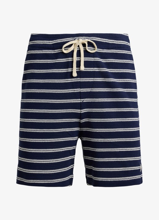 Ralph Lauren Straight fit korte broek met streepprint - voorkant newport navy/pale cream-zyrr