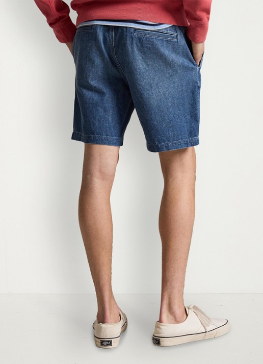 Ralph Lauren Straight fit korte broek van chambray - achterkant 3 blane / blauw