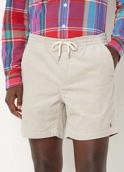 Ralph Lauren Straight fit korte broek van corduroy - detail 4 khaki stone / ivoor