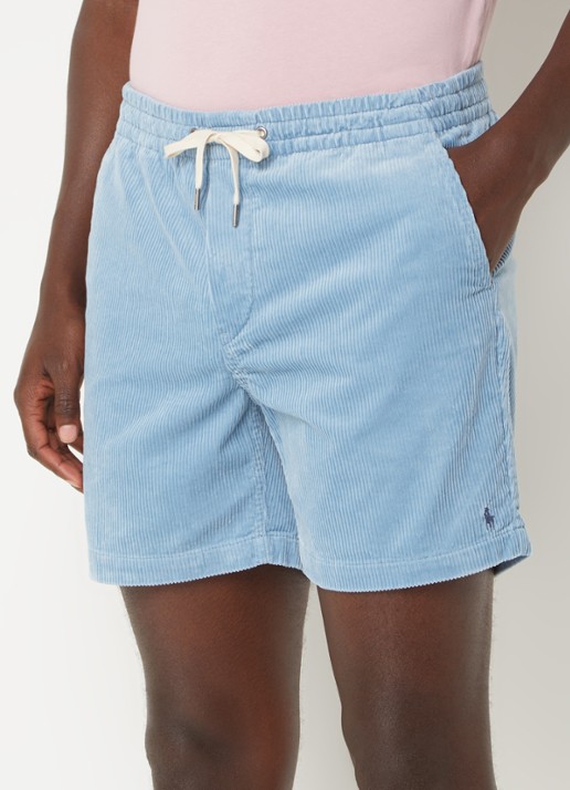 Ralph Lauren Straight fit korte broek van corduroy - detail 2 blue note / lichtblauw