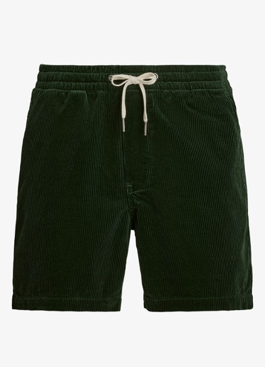 Ralph Lauren Straight fit korte broek van corduroy - voorkant 2 college green / donkergroen