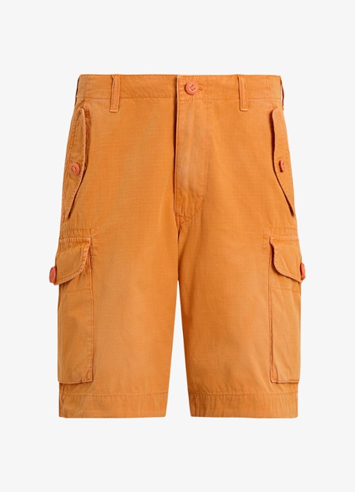 Ralph Lauren Straight fit korte cargobroek met klepzakken - voorkant 3 washed optic orange / oranje