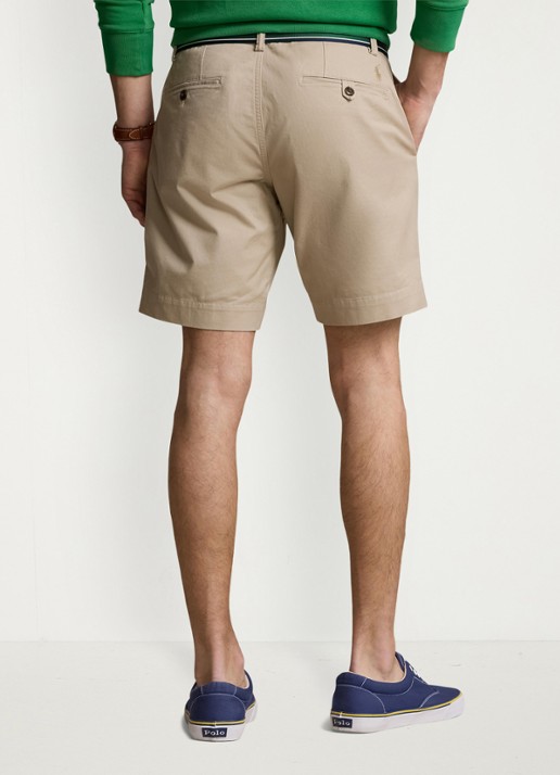 Ralph Lauren Straight fit korte chino met stretch - achterkant 3 khaki tan / beige