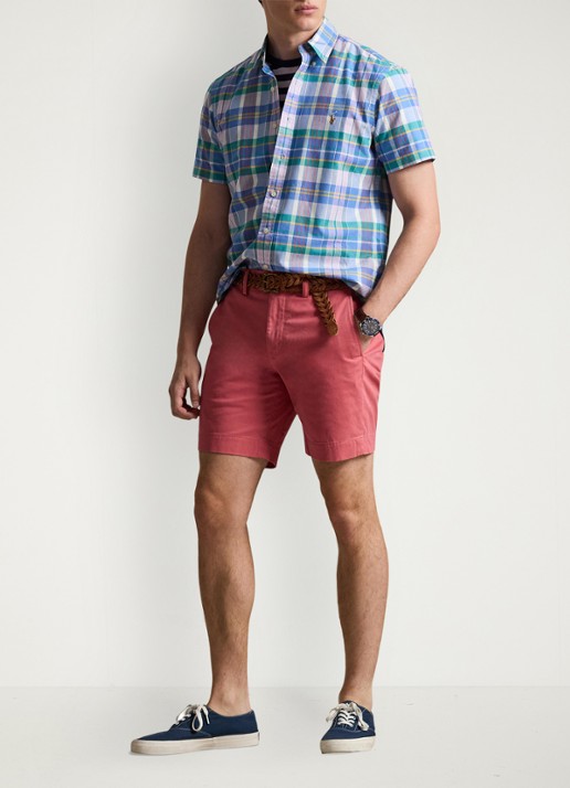 Ralph Lauren Straight fit korte chino met stretch - voorkant 2 adirondack berry-2ygy