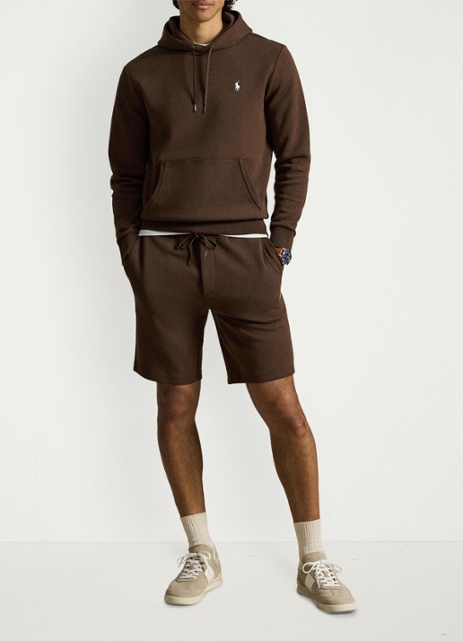 Ralph Lauren Straight fit korte joggingbroek met logo en steekzakken - voorkant 3 nutmeg brown / bruin
