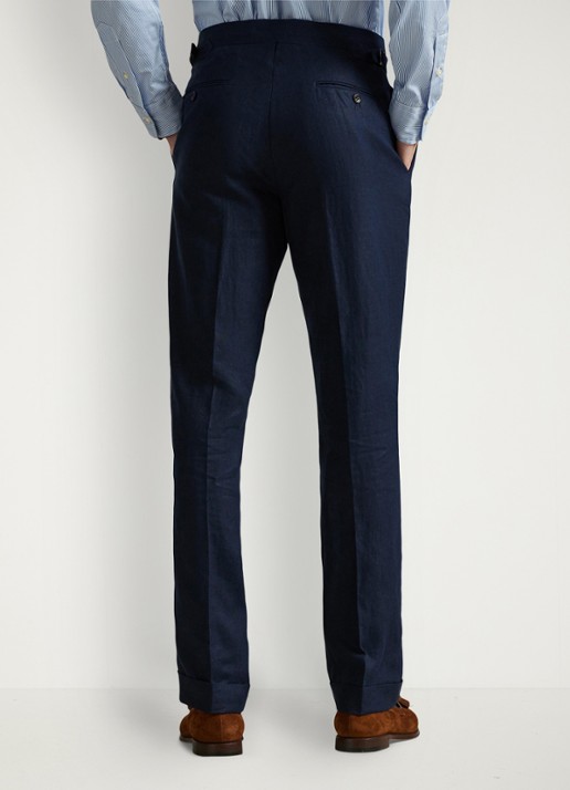 Ralph Lauren Straight fit pantalon van linnen - achterkant 3 dark navy-2wb9