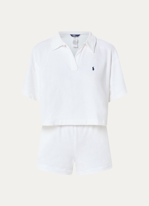 Ralph Lauren Strandset van badstof met logo - voorkant 3 wit