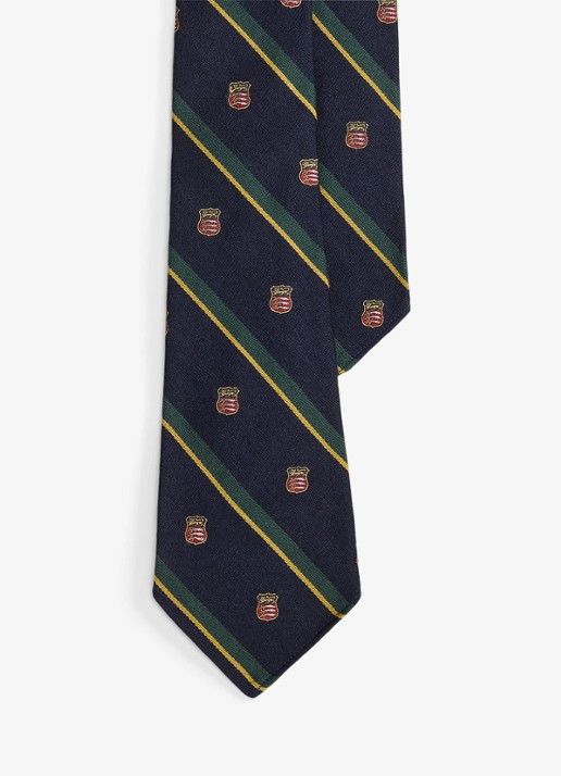 Ralph Lauren Stropdas in zijdeblend met print - voorkant donkerblauw