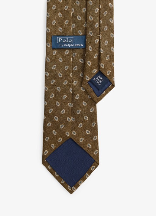 Ralph Lauren Stropdas van linnen met print - detail 2 cafe brown / bruin