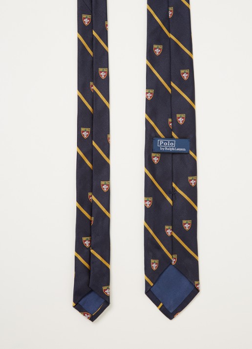 Ralph Lauren Stropdas van zijde met borduring - detail 3 navy