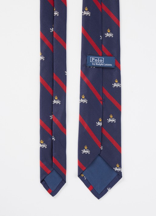 Ralph Lauren Stropdas van zijde met print - detail 3 navy / donkerblauw
