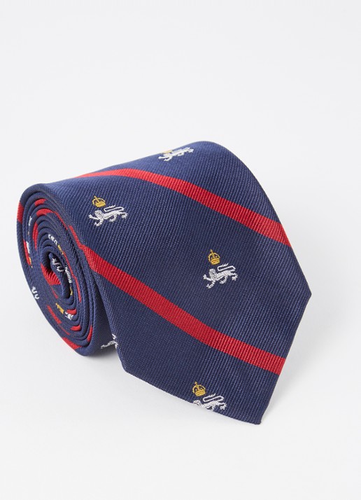 Ralph Lauren Stropdas van zijde met print - voorkant navy / donkerblauw