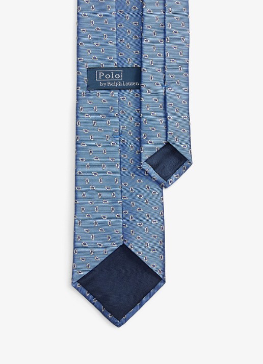 Ralph Lauren Stropdas van zijde met print - achterkant blue-2wax / blauw