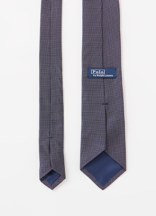 Ralph Lauren Stropdas van zijde met stippenprint  - detail 3 navy/white