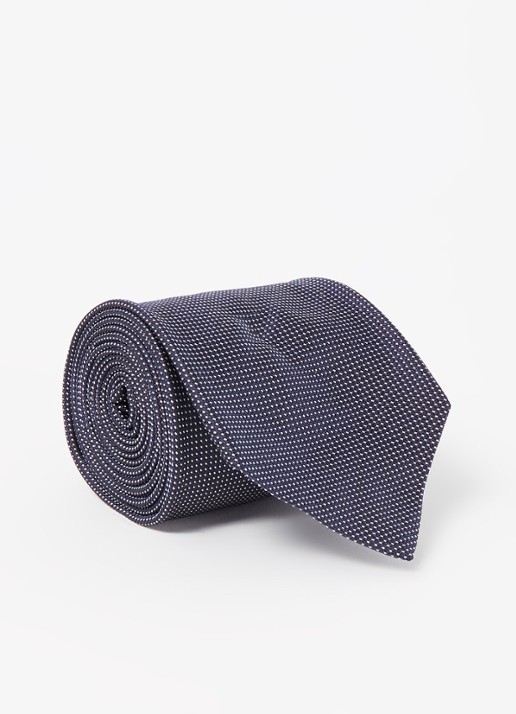 Ralph Lauren Stropdas van zijde met stippenprint  - voorkant navy/white