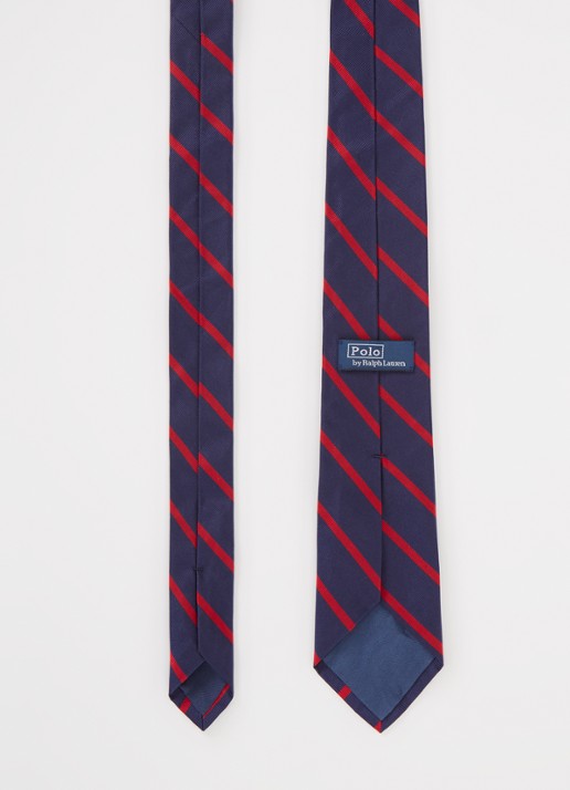 Ralph Lauren Stropdas van zijde met streepprint - detail navy/red
