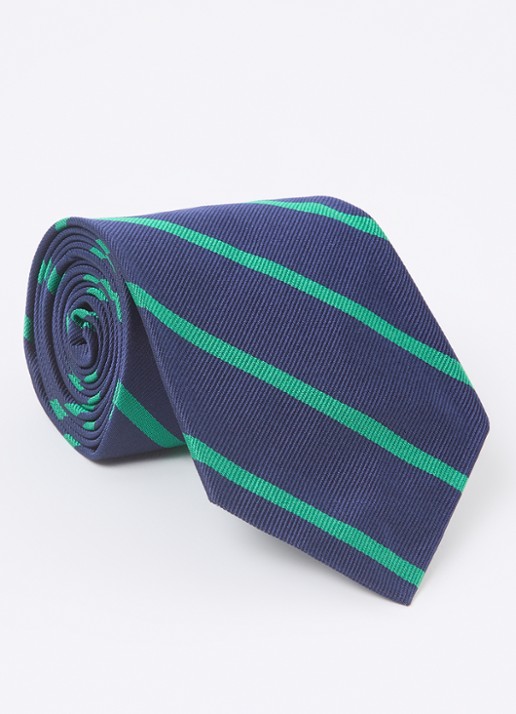Ralph Lauren Stropdas van zijde met streepprint - voorkant 2 navy/green