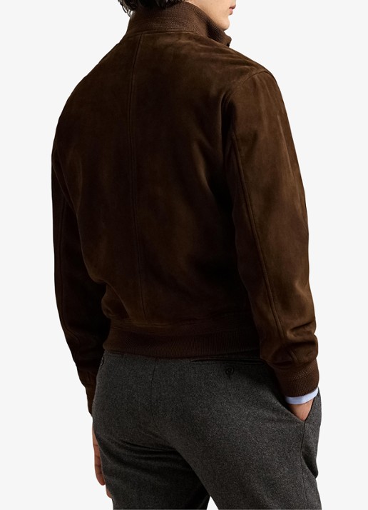 Ralph Lauren Suède jack met borstzak - achterkant dark beech / donkerbruin