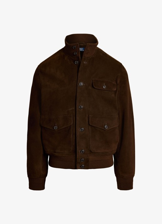 Ralph Lauren Suède jack met borstzak - voorkant 2 dark beech / donkerbruin