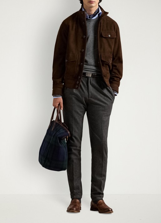 Ralph Lauren Suède jack met borstzak - voorkant 3 dark beech / donkerbruin
