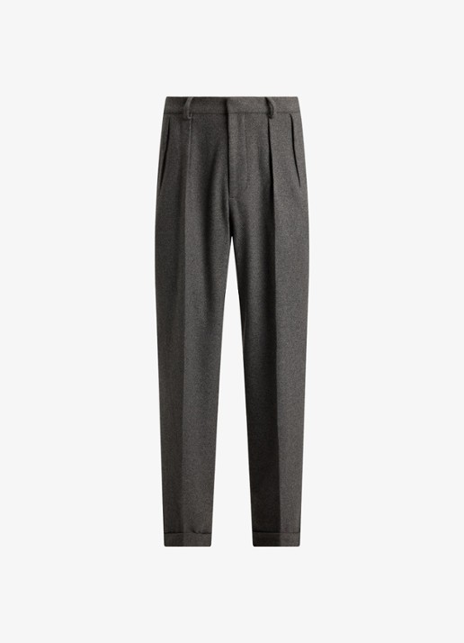 Ralph Lauren Suffield relaxed fit pantalon in wolblend met plooidetail - voorkant 2 medium grey / middengrijs