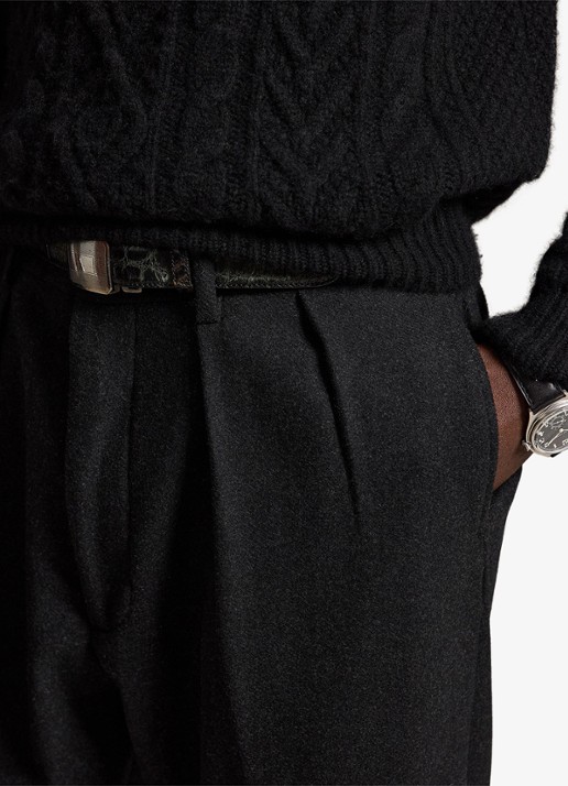 Ralph Lauren Suffield relaxed fit pantalon in wolblend met plooidetail - detail 4 dark grey / donkergrijs