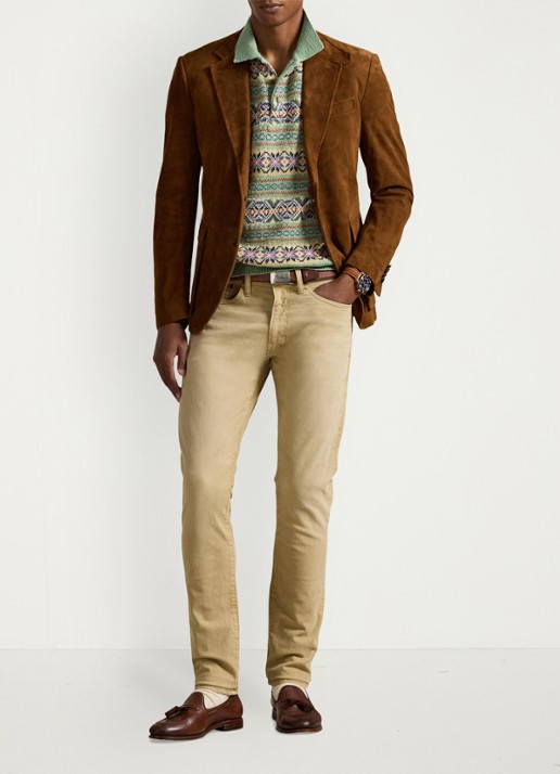 Ralph Lauren Sullivan slim fit jeans met gekleurde wassing - voorkant 2 hdn khaki hill / khaki