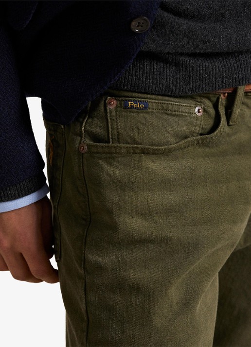 Ralph Lauren Sullivan slim fit jeans met gekleurde wassing - detail 2 hdn dark loden / groen