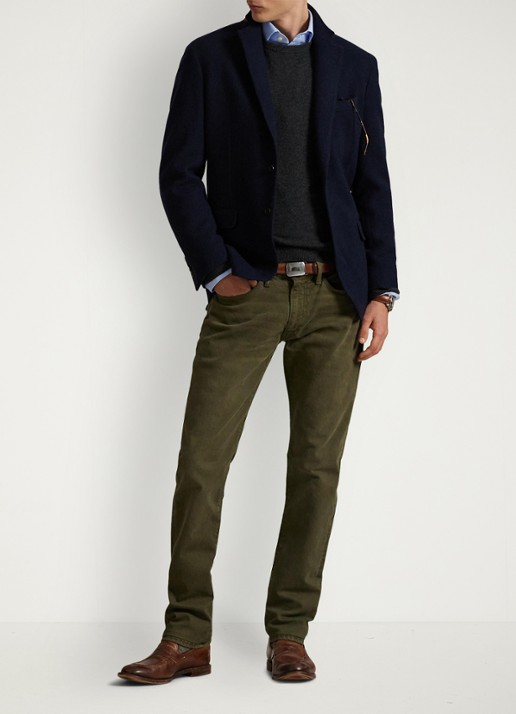 Ralph Lauren Sullivan slim fit jeans met gekleurde wassing - voorkant 5 hdn dark loden / groen