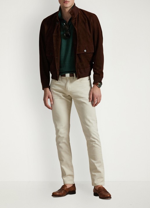 Ralph Lauren Sullivan slim fit jeans met stretch - voorkant 5 hillstone new stone / gebroken wit