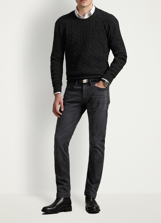 Ralph Lauren Sullivan slim stretch Polo Pony jeans  - voorkant 3 hdn mechanic grey / donkergrijs