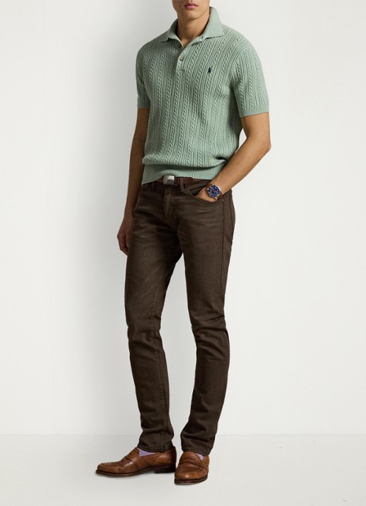 Ralph Lauren Sullivan slim stretch Polo Pony jeans  - voorkant 2 hdn circuit brown / bruin