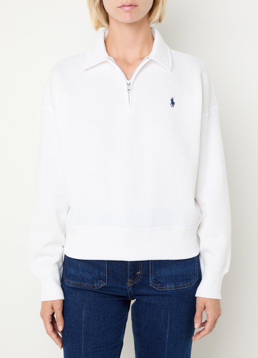 Ralph Lauren Sweater met halve rits en logoborduring - detail 2 wit