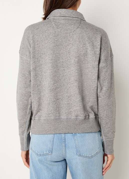 Ralph Lauren Sweater met halve rits en logoborduring - achterkant grijsmele