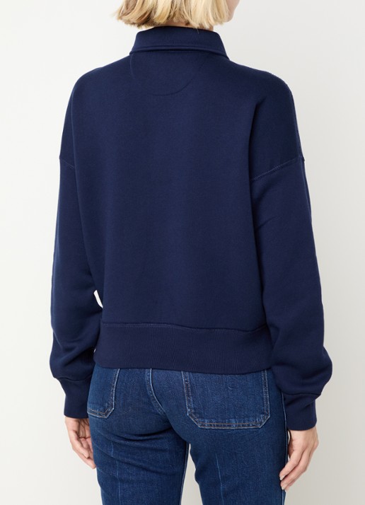 Ralph Lauren Sweater met halve rits en logoborduring - achterkant donkerblauw