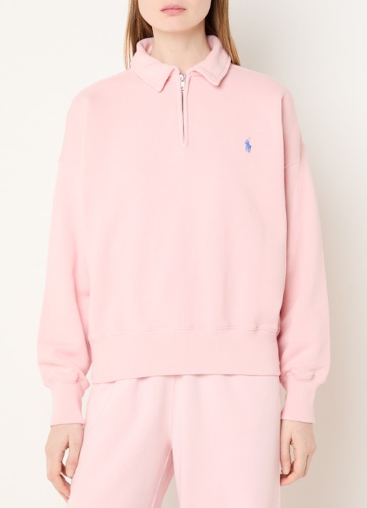 Ralph Lauren Sweater met halve rits en logoborduring - detail 4 roze