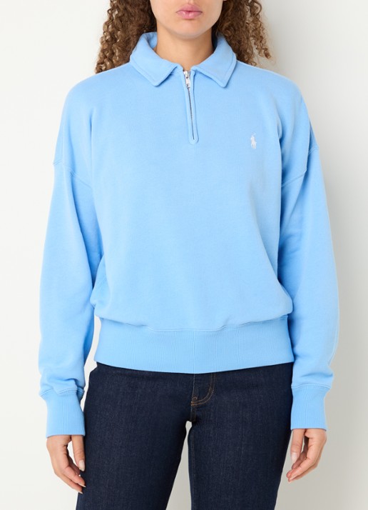Ralph Lauren Sweater met halve rits en logoborduring - detail 4 blauw