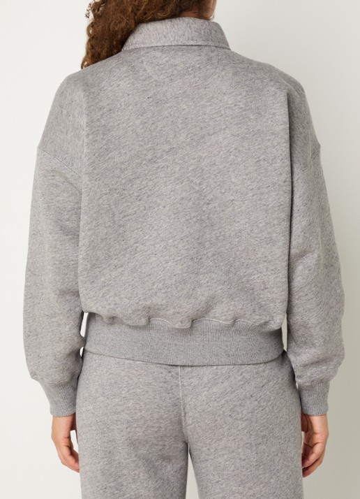 Ralph Lauren Sweater met halve rits en logoborduring - achterkant 3 middengrijs