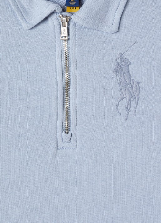 Ralph Lauren Sweater met halve rits en logoborduring - detail 3 blauwgrijs