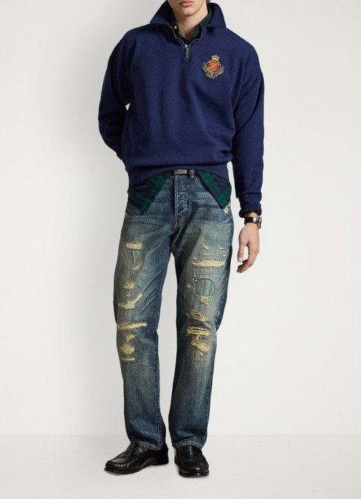 Ralph Lauren Sweater met halve rits en logoborduring