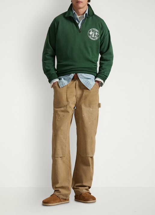 Ralph Lauren Sweater met halve rits en logoprint