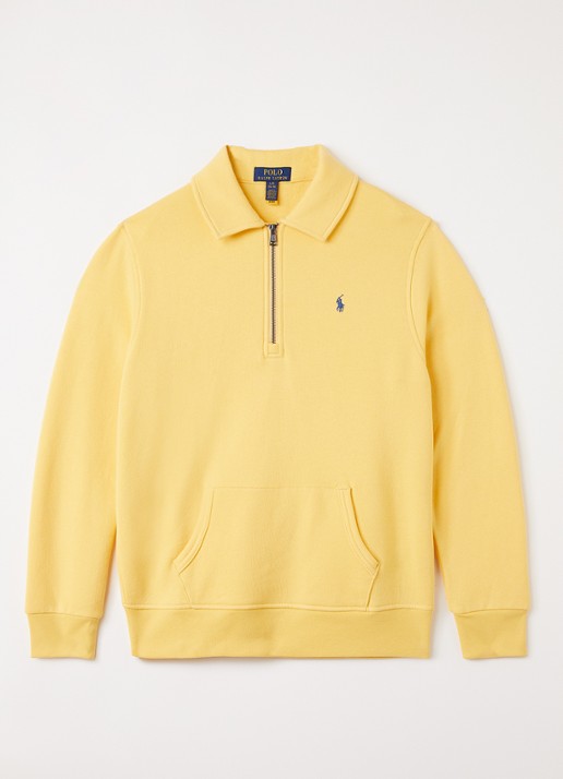 Ralph Lauren Sweater met halve rits - voorkant geel