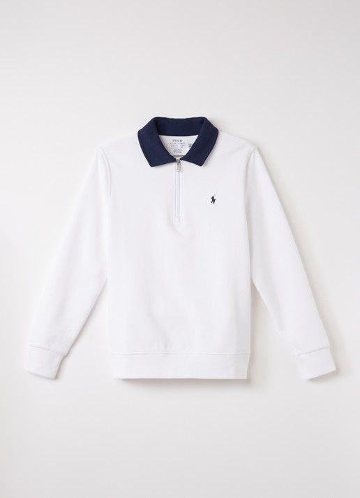 Ralph Lauren Sweater met halve rits - voorkant 3 wit