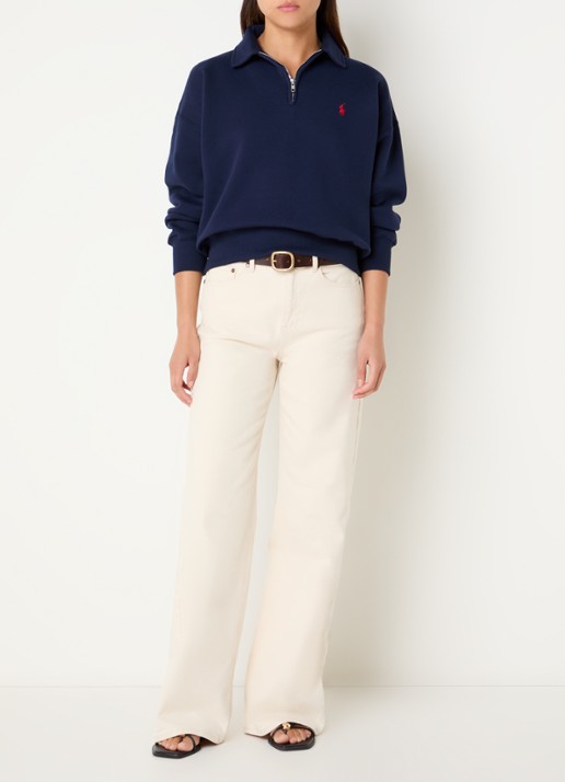 Ralph Lauren Sweater met logoborduring - voorkant 4 donkerblauw