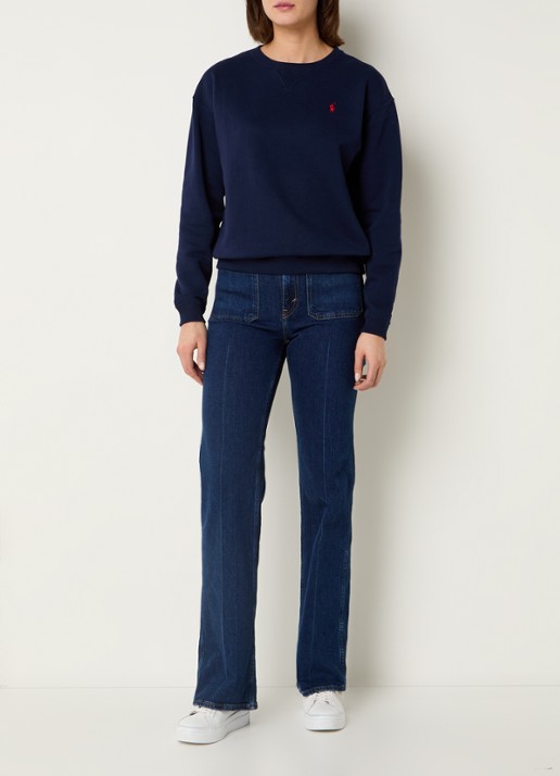 Ralph Lauren Sweater met logoborduring - voorkant 3 donkerblauw