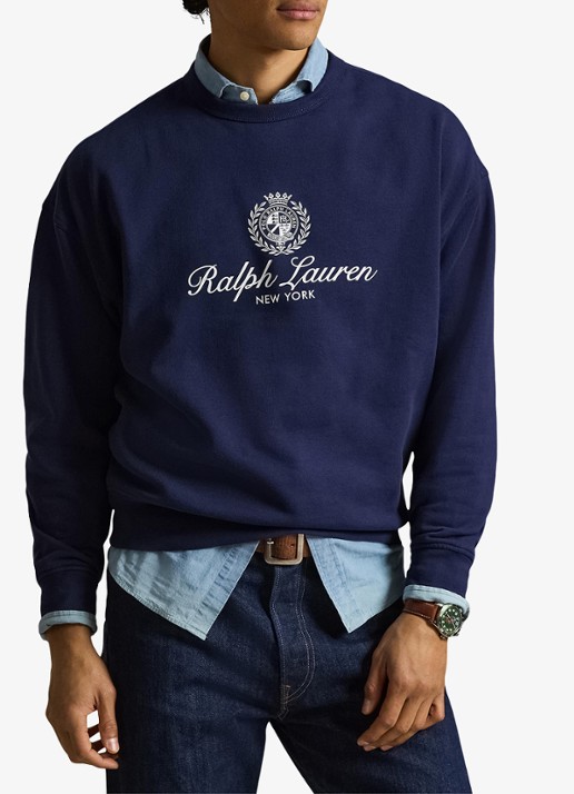Ralph Lauren Sweater met logoprint - detail 4 donkerblauw
